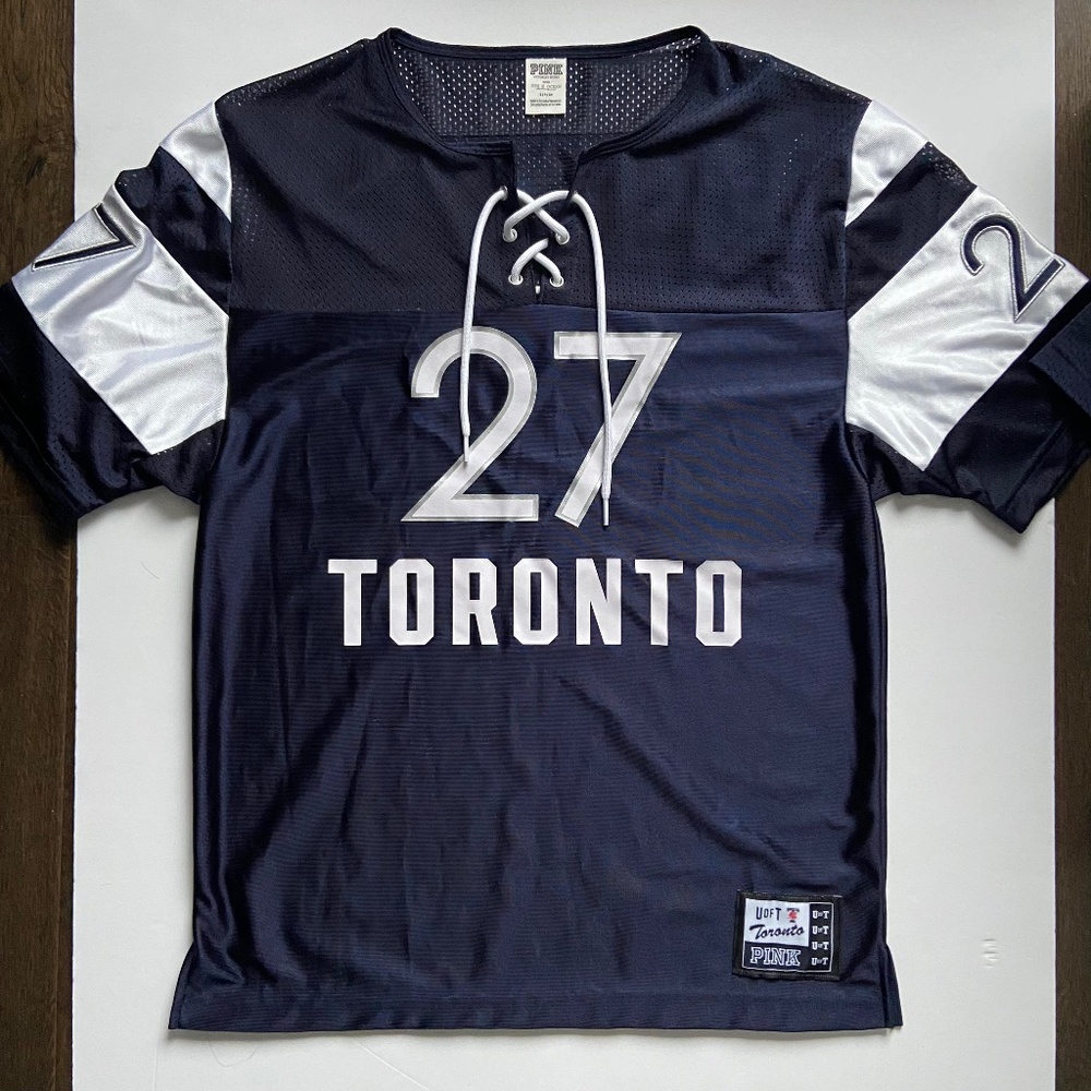 VICTORIA'S SECRET PINK UNIVERSITY OF TORONTO JERSEY VARSITY FOOTBALL OVERSIZED